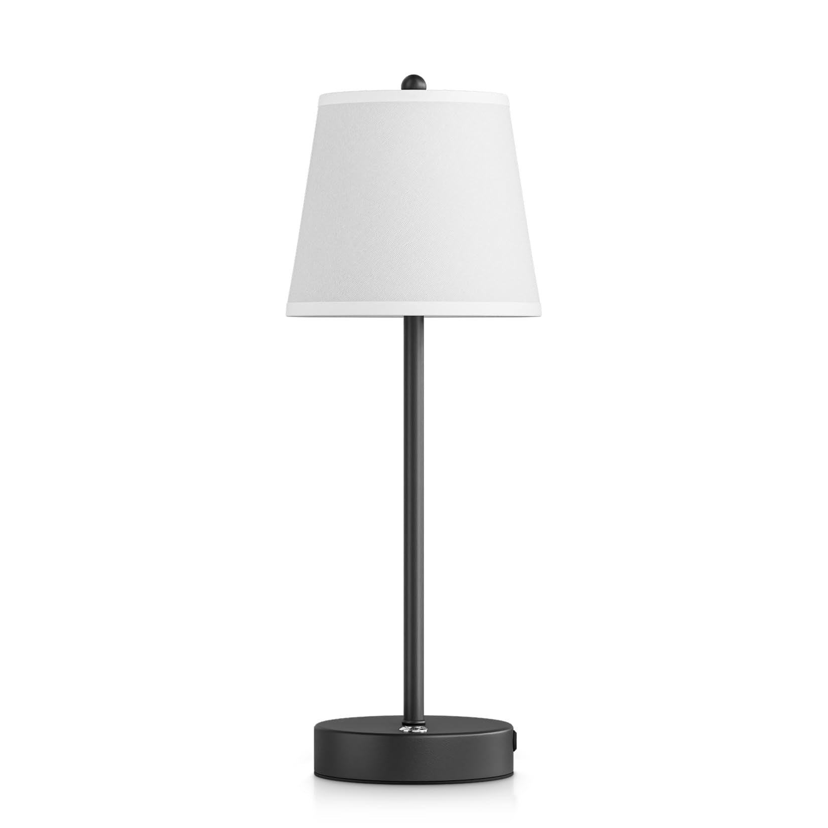Lundwa Cordless Led Table Lamp, 6000Mah Battery Operated Table Lamp, Fabric Shade Rechargeable Desk Lamp, Dimmable Wireless Lamps For Patio/Restaurant/Bedroom/Home(Black)