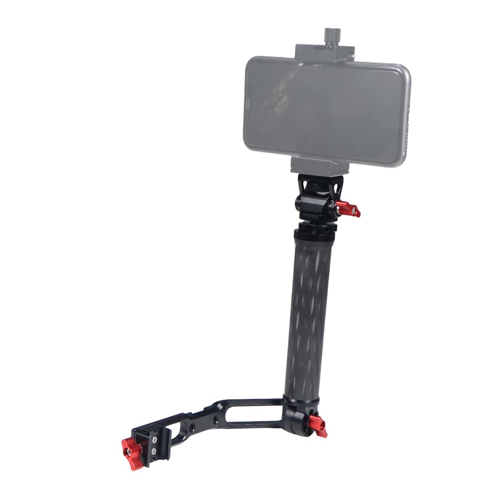 Novelgoal Carbon Fiber L Bracket Handle Grip With Foldable Cold Shoe Mount Compatible With Dji Ronin Rs2 Rsc2 Mini Handheld Gimbal Stabilizer Accessory (With Monitor Mount)