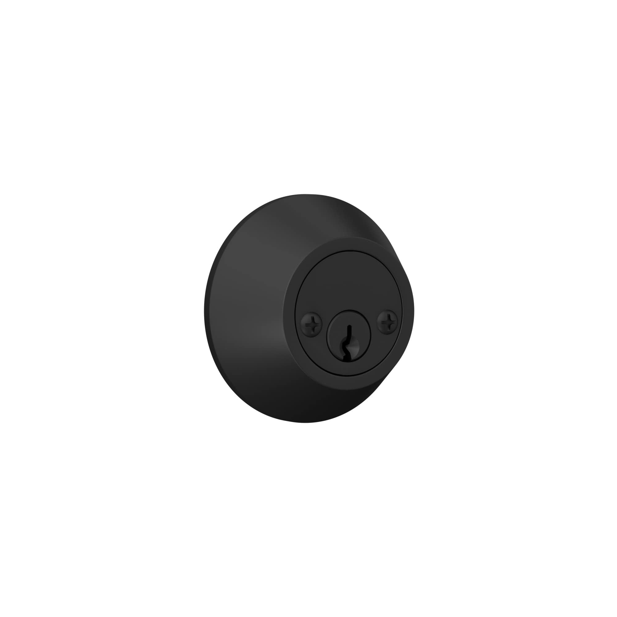 Lock Scout Deadbolt With Round Trim, Keyed 2 Side, Matte Black Finish