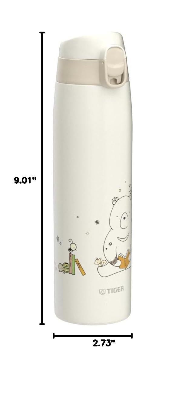 Tiger Mct-A050W Tiger Water Bottle, 16.9 Fl Oz (500 Ml), Kameichido Mug, Stainless Steel Bottle
