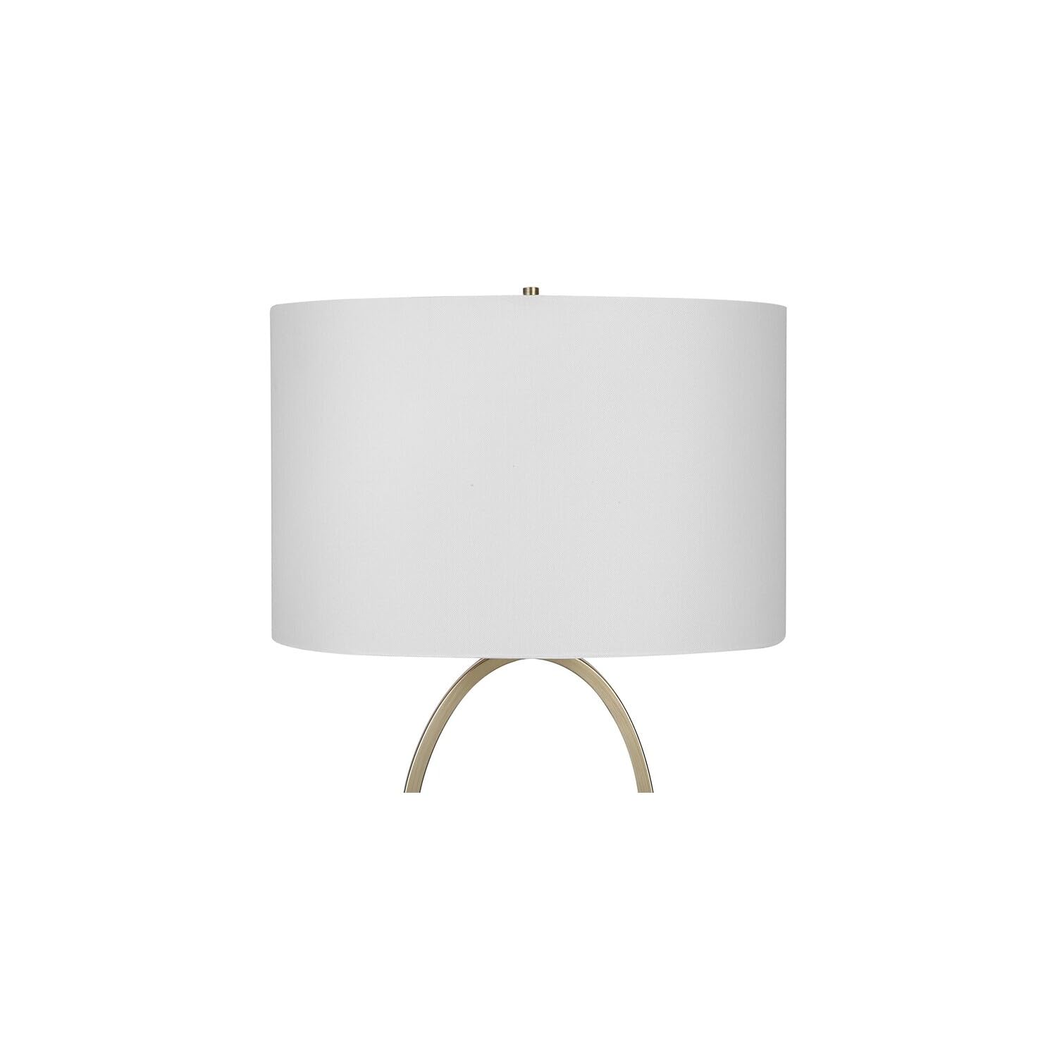 Homestock Island Interiors 11" L X 16" W X 26.5" H Metal Table Lamp With Oval Ring Design And White Drum Linen Shade In Gold