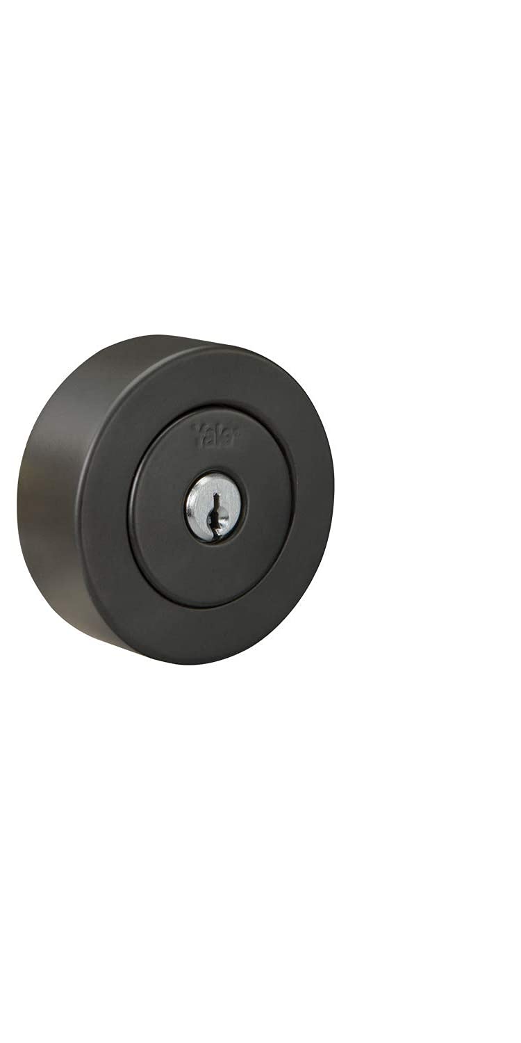 Yale Security Yale Home Flat Round Single Cylinder, Black Suede Deadbolt