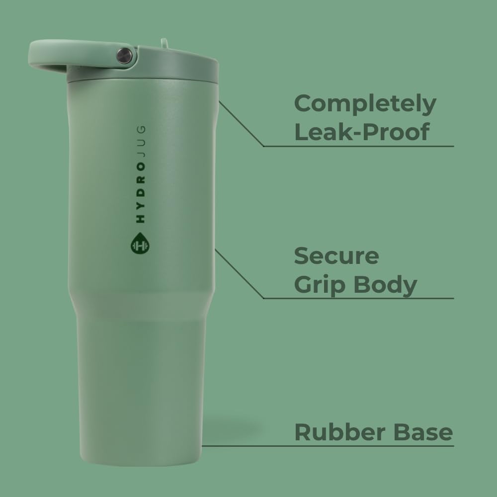 Hydrojug Sport - Stainless Steel Tumbler With Straw, Vacuum Insulated, 40Oz Leakproof Water Bottle