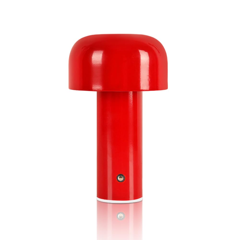 Jhpgeoe Cordless Metal Desk Lamp, Touch Sensor Control Led Table Lamp,3 Color Stepless Dimmable Battery Powered Lamp,Night Light For Kids Nursery,Bedroom/Desk/Cafe (Red)