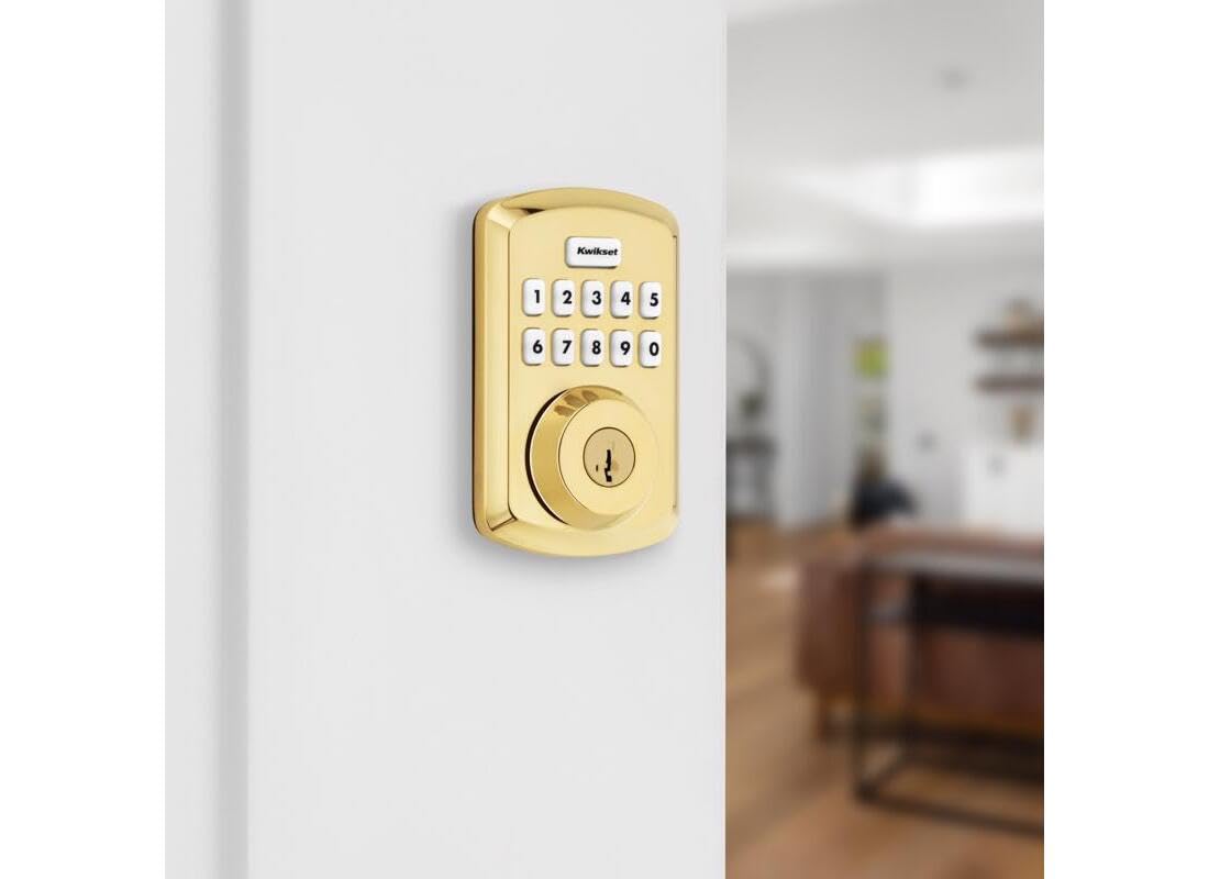 Kwikset 9240Trl-L03 Traditional Powerbolt Electronic Smartcode Deadbolt With Rcal Latch And Rcs Strike Lifetime Brass Finish