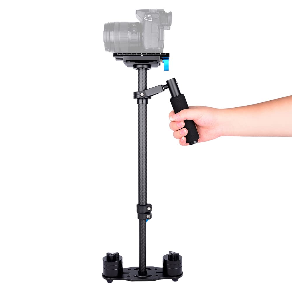 Cocoarm Carbon Fiber Handheld Stabilizer With Quick Release Plate, Premium Material, Height Adjustable Compatible With Various Cameras (Black)