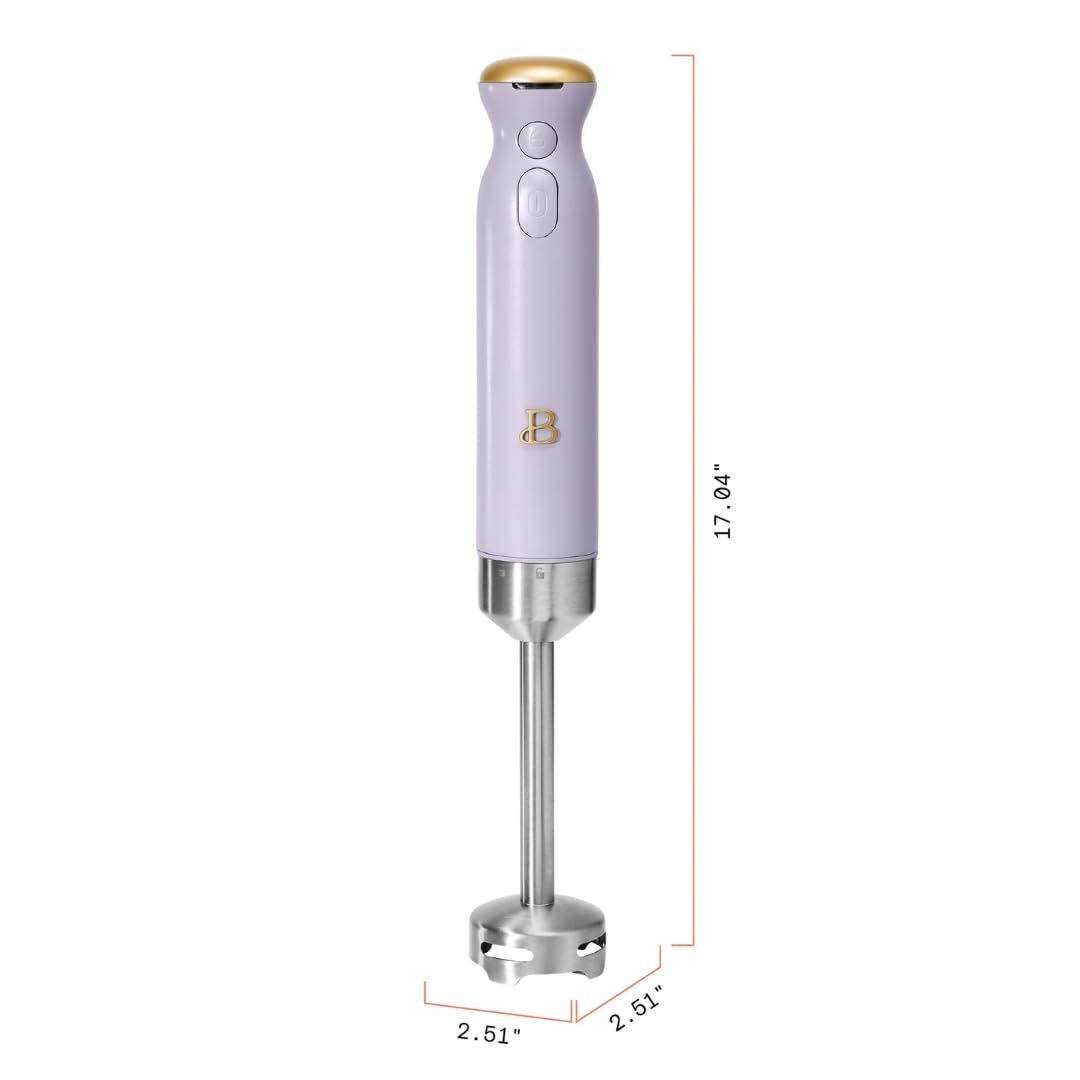 Uniqus Beautiful Cordless Immersion Blender, 2-Speed Handheld Mixer With Attachments, Stainless Steel Shaft, Rechargeable Battery (Lavender)