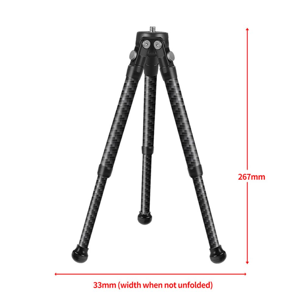 Cool Racing 2 Section Carbon Fiber Mini Tripod Portable Desktop Tripod With 1/4" Screw For Camera Smartphone Bracket Holder, 3.5Kg Max Load (Extendable Version)