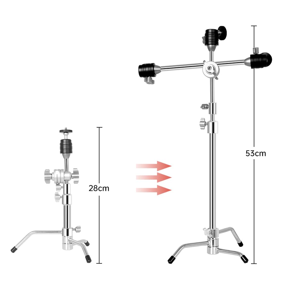 Andoer C-Stand 20.8 Inch Desktop Tripod Phone Tripod Aluminium Alloy Load Capacity 10 Kg/22 Lb 2 Sections With Desktop Tripod With Removable Crossbar
