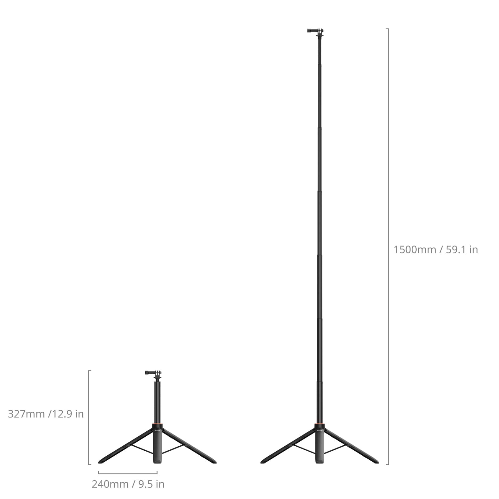 Smallrig Vt-08 Selfie Stick Tripod For Camera, 11.4-59 Inches Adjustable Length, With Tripod Stand And Action Camera Adapter, For Insta360, For Gopro, For Dji