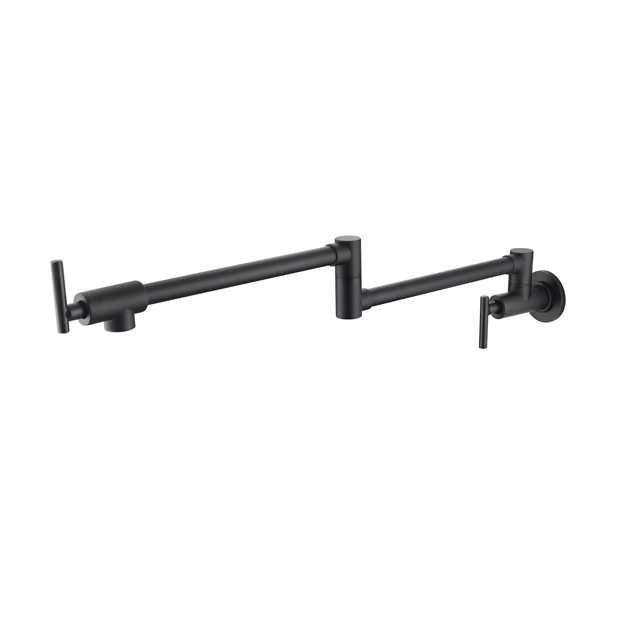 Mondawe Pot Filler Faucet Wall Mount Kitchen Sink Faucet Stove Pot Filling Faucet With Double Joint Swing Arms Folding Faucet, Solid Brass Material, Lead-, Single Hole, Matte Black