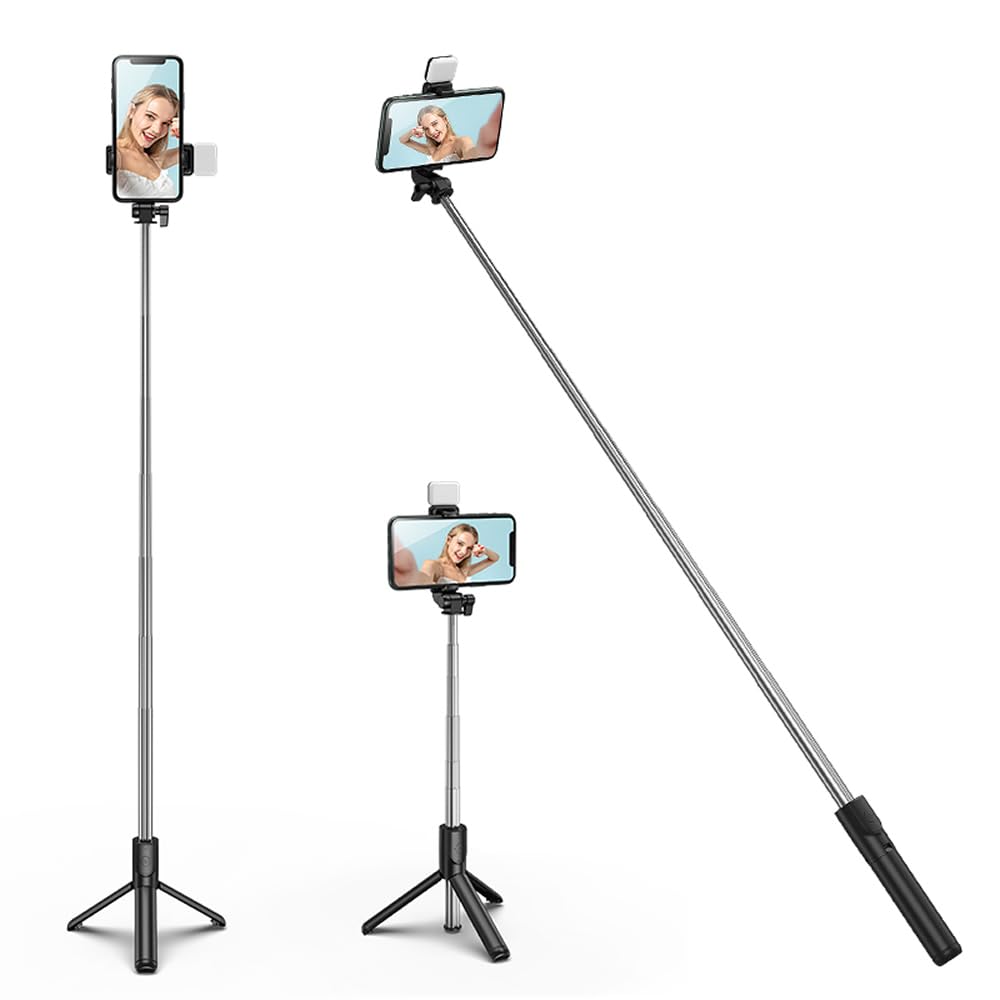 Tianle Selfie Stick With Fill Light, 40 Inch Phone Tripod Extendable Cell Phone Tripod Stand With Wireless Remote And Phone Holder Compatible With Iphone Android For Selfie, Video Recording, Photo