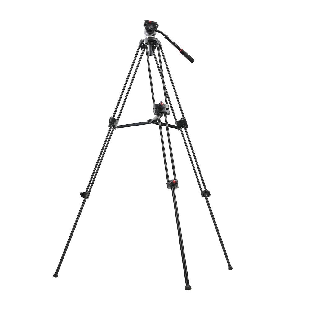 Gvm Great Video Maker Gvm-S160 Professional Tripod For Videographers And Filmmakers, 3-Section Aluminum Alloy Tripod With Hydraulic Fluid Head, 10Kg Load Capacity, 80Cm-160Cm Height Adjustable