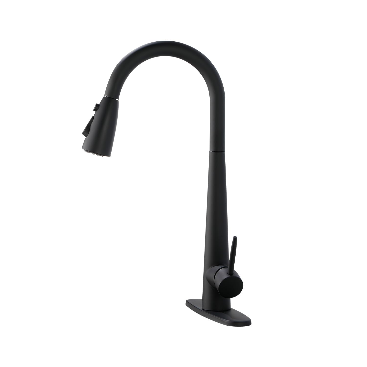 Vacolitel Single Hole Deck Mount Kitchen Sink Faucet With Pull Out Sprayer (Matte Black)