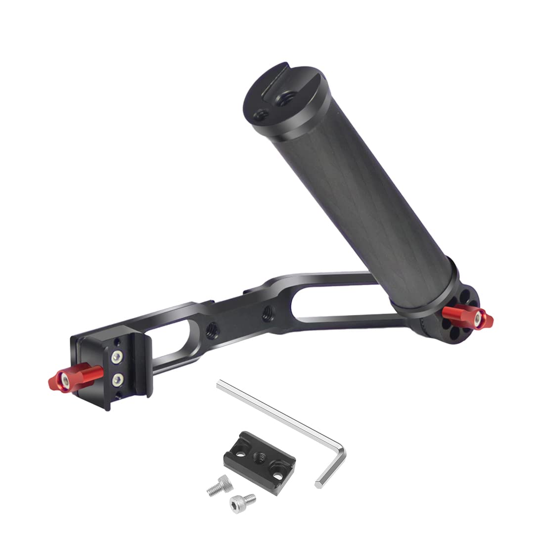 Novelgoal Carbon Fiber L Bracket Handle Grip With Foldable Cold Shoe Mount Compatible With Dji Ronin Rs2 Rsc2 Mini Handheld Gimbal Stabilizer Accessory (With 1X Rail Mount)