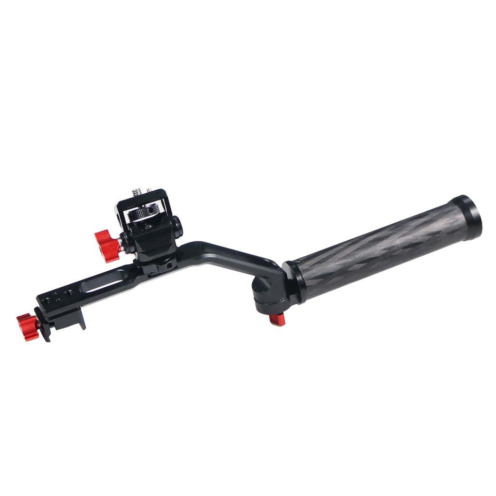 Novelgoal Carbon Fiber L Bracket Handle Grip With Foldable Cold Shoe Mount Compatible With Dji Ronin Rs2 Rsc2 Mini Handheld Gimbal Stabilizer Accessory (With Monitor Mount)