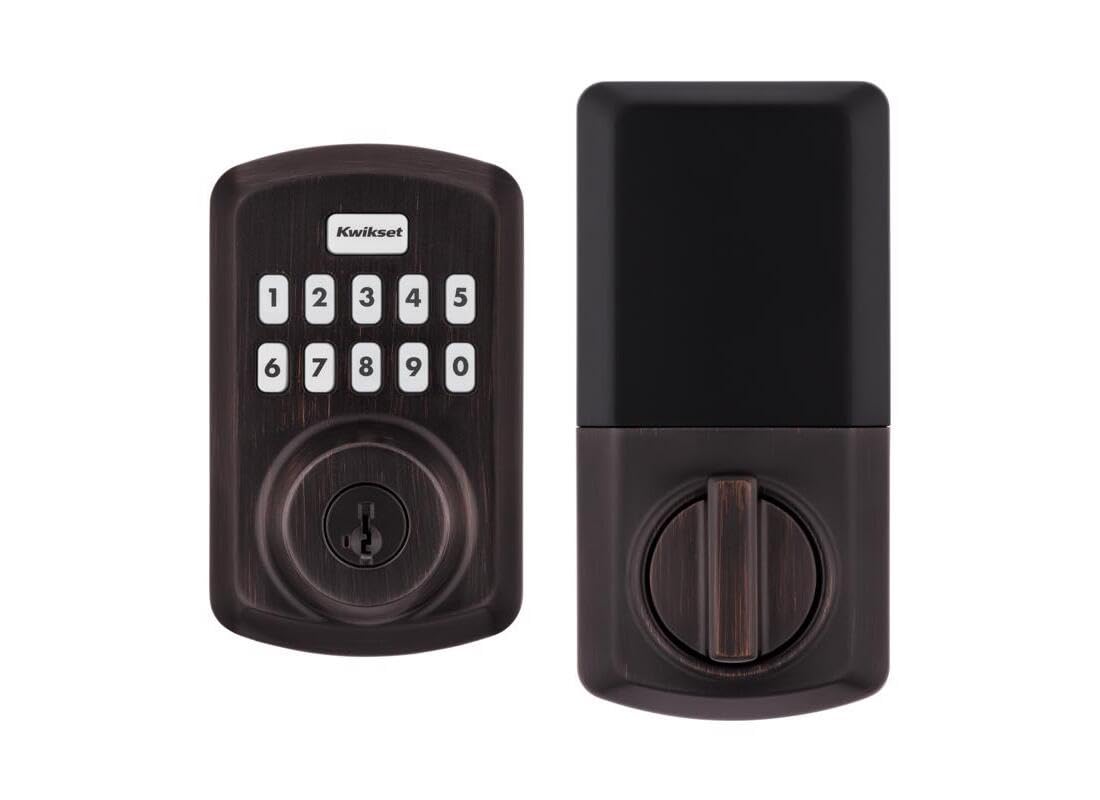 Kwikset 9250Trs-11Ps Transitional Powerbolt 2 Electronic Smartcode Deadbolt Smartkey With Rcal Latch And Rcs Strike Venetian Bronze Finish