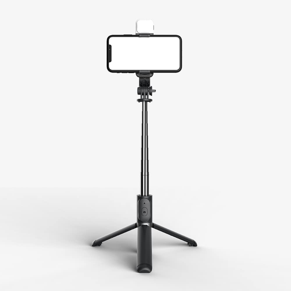 Komi Selfie Stick Tripod With Light,4 In 1 Portable Iphone Tripod With Detachable Wireless Remote,Compatible With Iphone 16/15 Pro Max/15/14 Pro/14/13,Gopro,Samsung,Lg,Google (Black+Light)