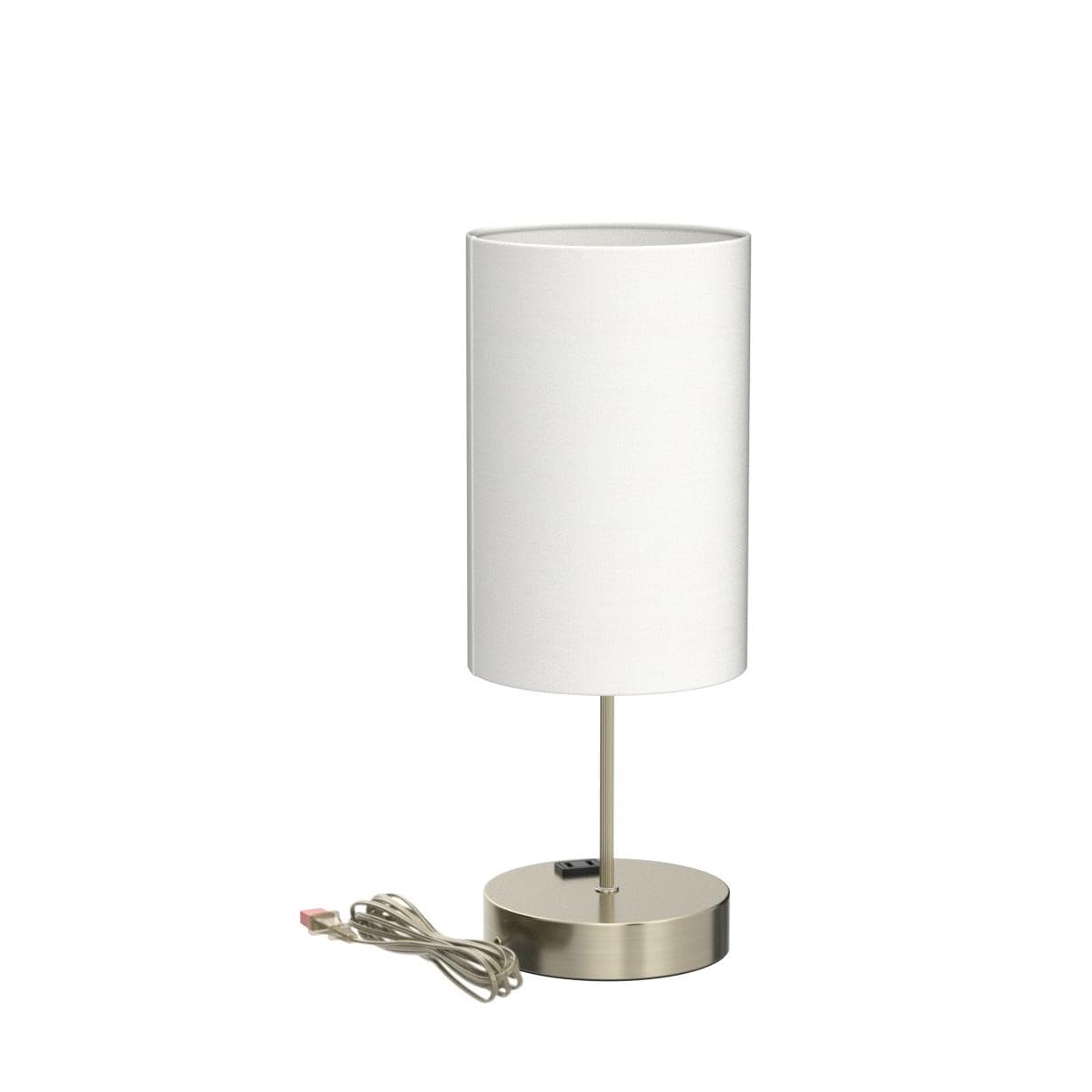 Brightever Set Of 2 Touch Control Table Lamps With 2 Usb Charging Ports&Ac Outlet, 3-Way Dimmable Bedside Nightstand Lamps With White Fabric Lampshade For Reading, Bedroom, Living Room, A19 Led Bulbs Included