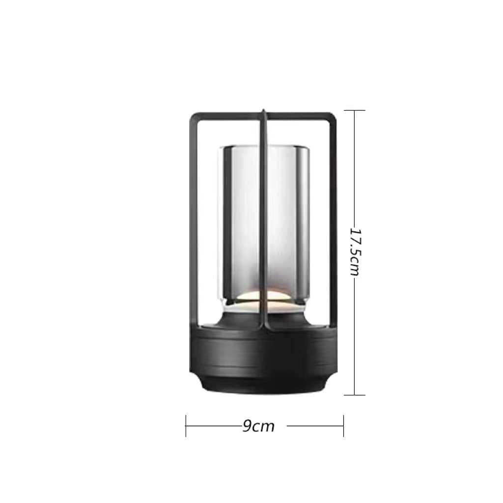Hapygi Portable Metal Table Lamp For Indoor/Outdoor ,Rechargeable Cordless Led Lamp, 3-Colour Infinitely Dimming Battery Powered Small Desk Lamp, Restaurant/Bedroom/Bar/Coffee Shop/Camping Light (Black)
