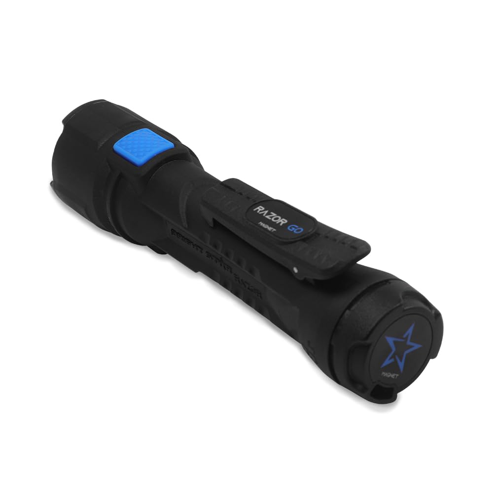 Koehler Brightstar Bright Star Razor Go All-Purpose Led Flashlight – 21,000 Candela Beam, 24-Hour Runtime, Magnetic Hands- Base – Heavy-Duty Utility Light With Aa Batteries Included – Made In Usa