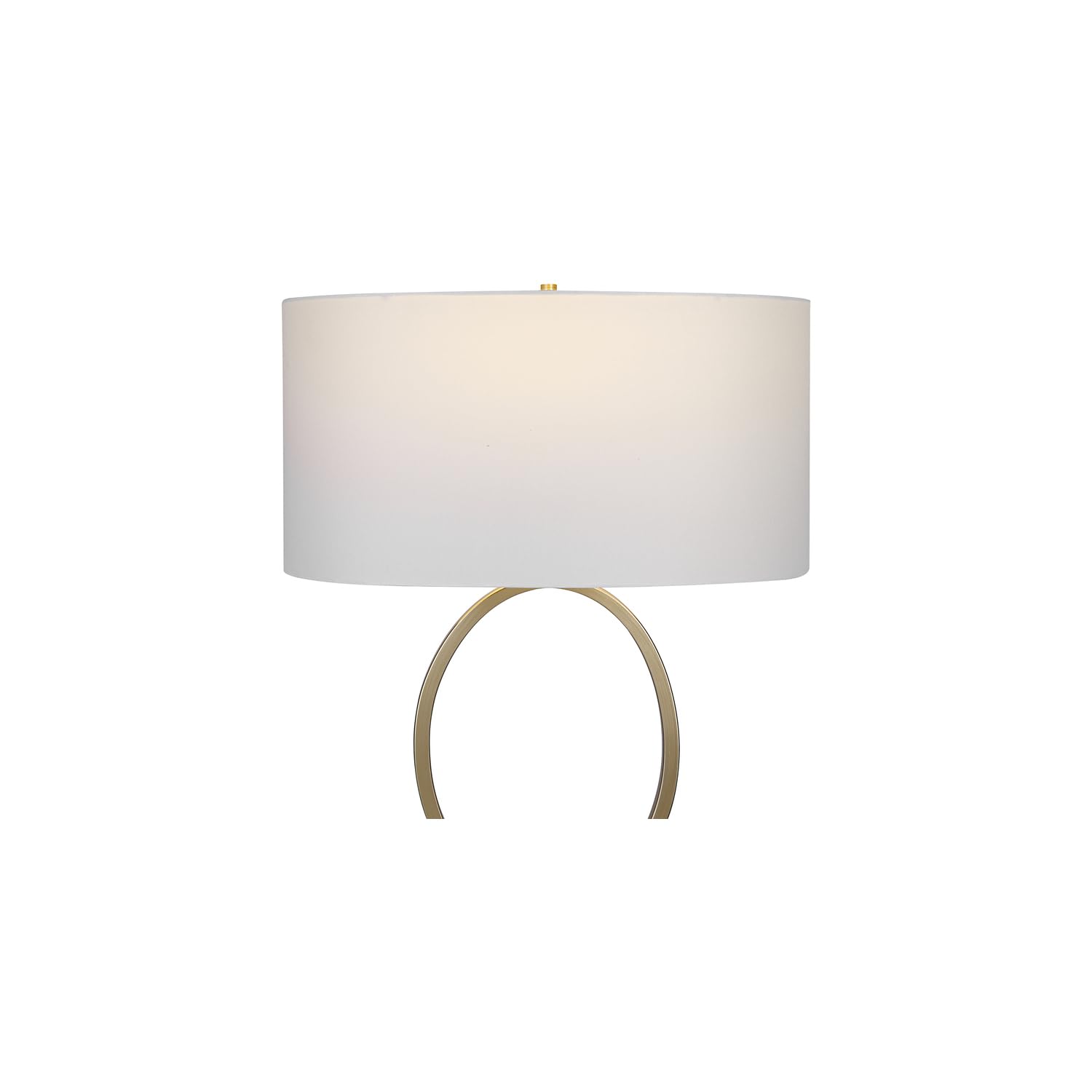 Homestock Island Interiors 11" L X 16" W X 26.5" H Metal Table Lamp With Oval Ring Design And White Drum Linen Shade In Gold