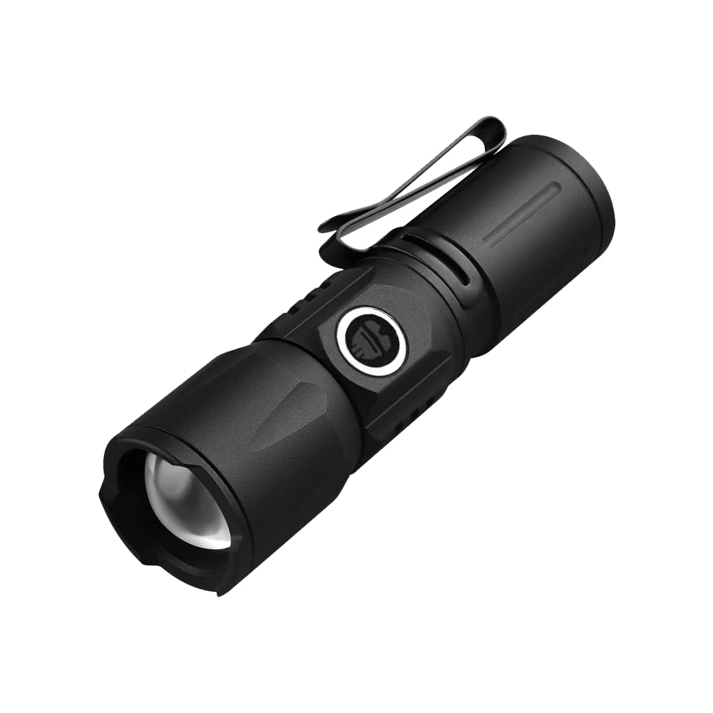 Tpr Industrial Edc Flashlight - Usb C Rechargeable, 500 Lumens, Hard Hat, And Safety Helmet Compatible, Black