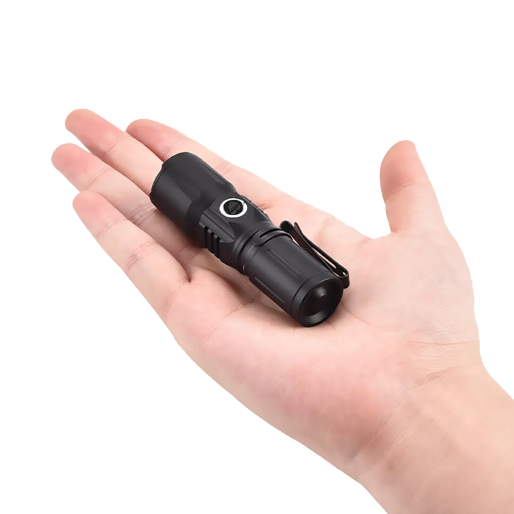 Tpr Industrial Edc Flashlight - Usb C Rechargeable, 500 Lumens, Hard Hat, And Safety Helmet Compatible, Black