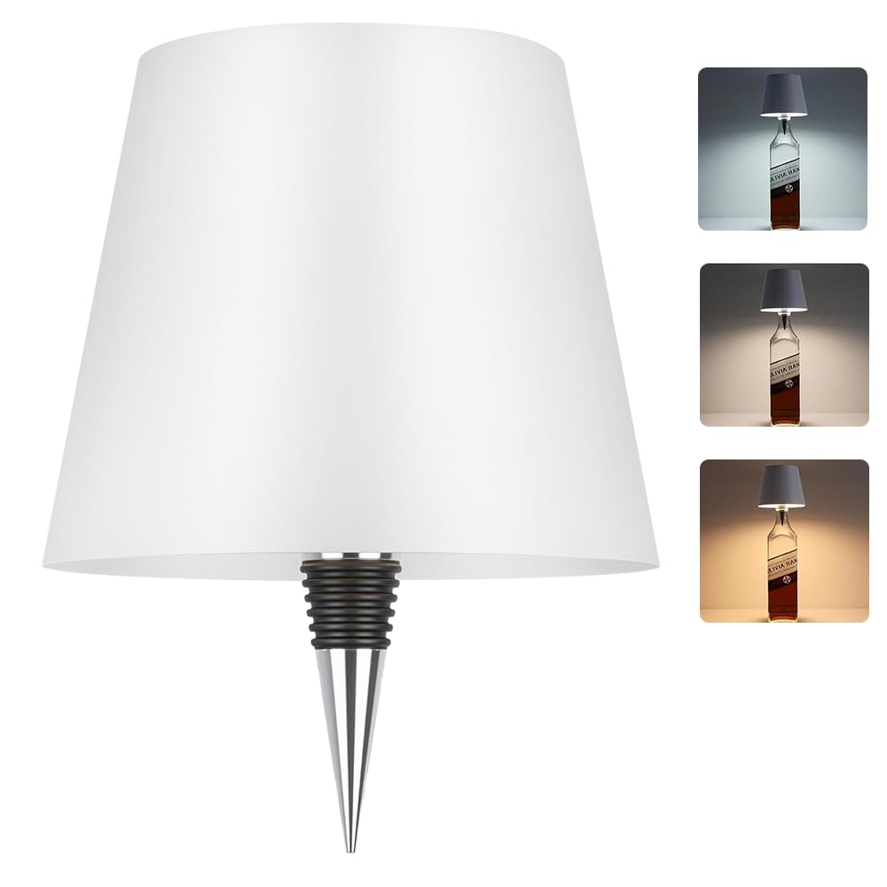 Ejfoiej Wireless Bottle Lamp Shade,Touch Control Wine Bottle Lamp,3 Color Stepless Dimming Bottle Table Lamp,Night Light For For Bars Restaurants