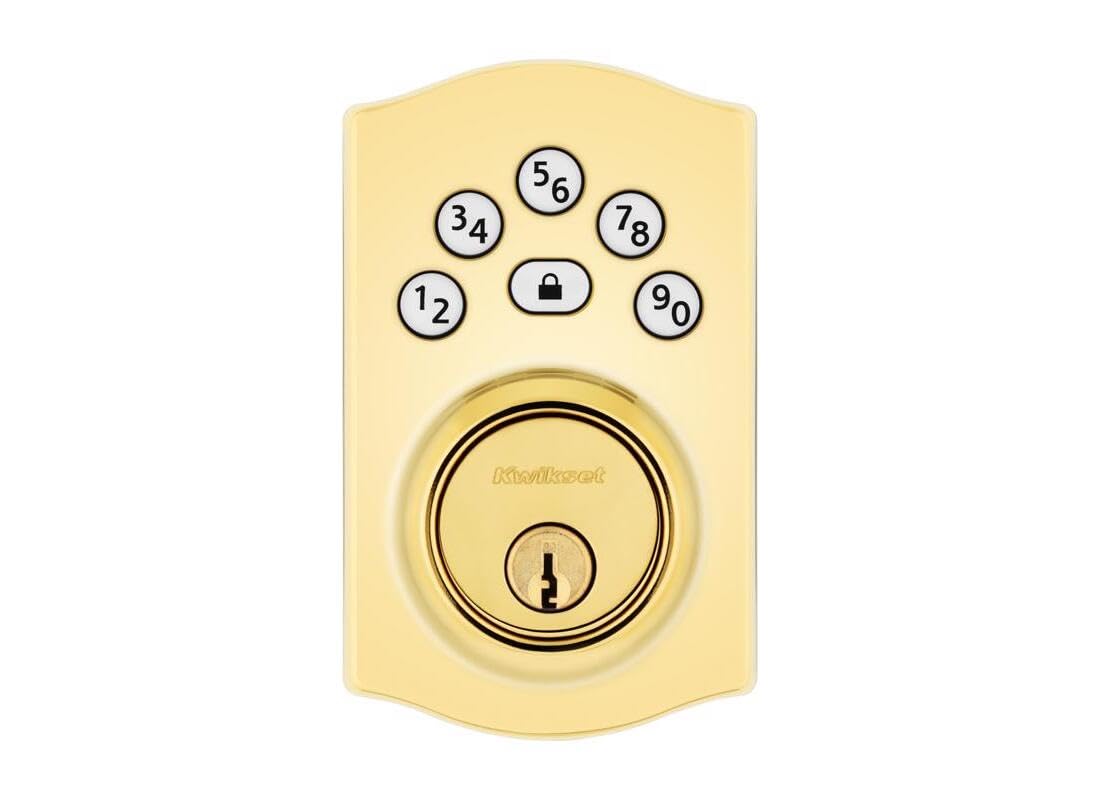 Kwikset 9240Trl-L03 Traditional Powerbolt Electronic Smartcode Deadbolt With Rcal Latch And Rcs Strike Lifetime Brass Finish