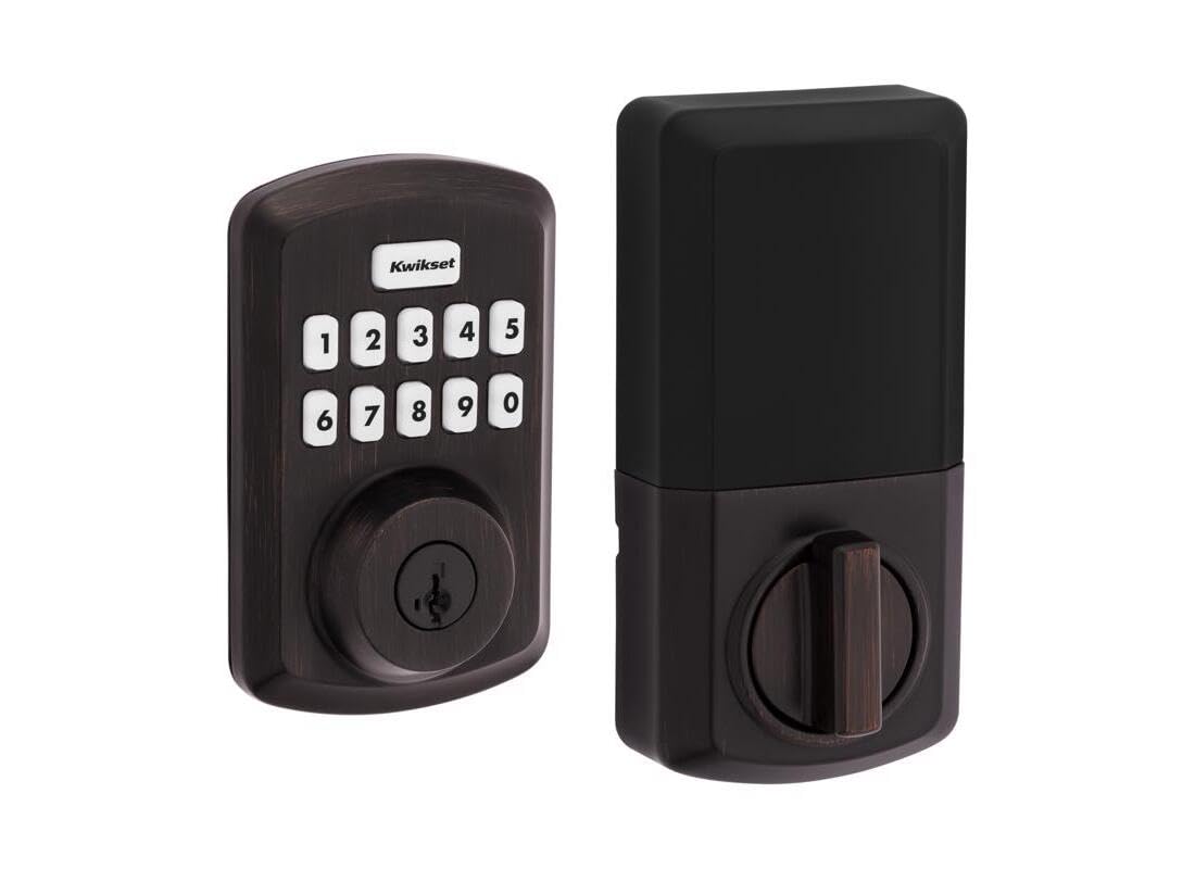 Kwikset 9250Trs-11Ps Transitional Powerbolt 2 Electronic Smartcode Deadbolt Smartkey With Rcal Latch And Rcs Strike Venetian Bronze Finish