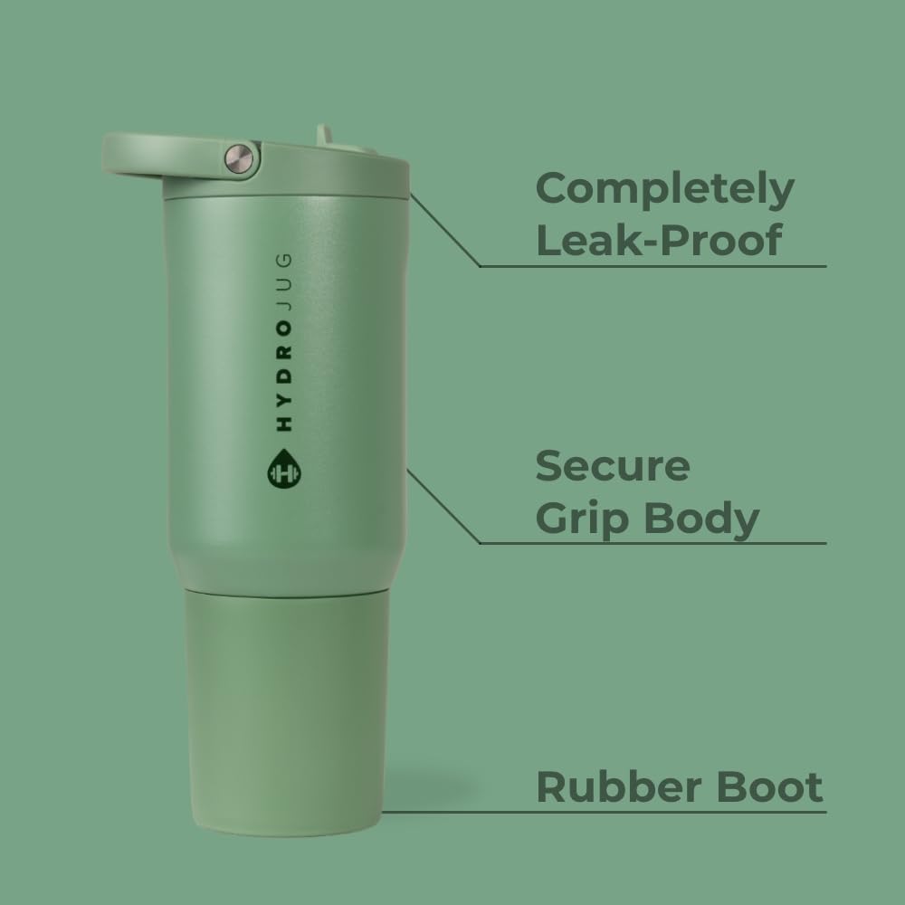 Hydrojug Sport - Stainless Steel Tumbler With Straw, Vacuum Insulated, 20Oz Leakproof Water Bottle
