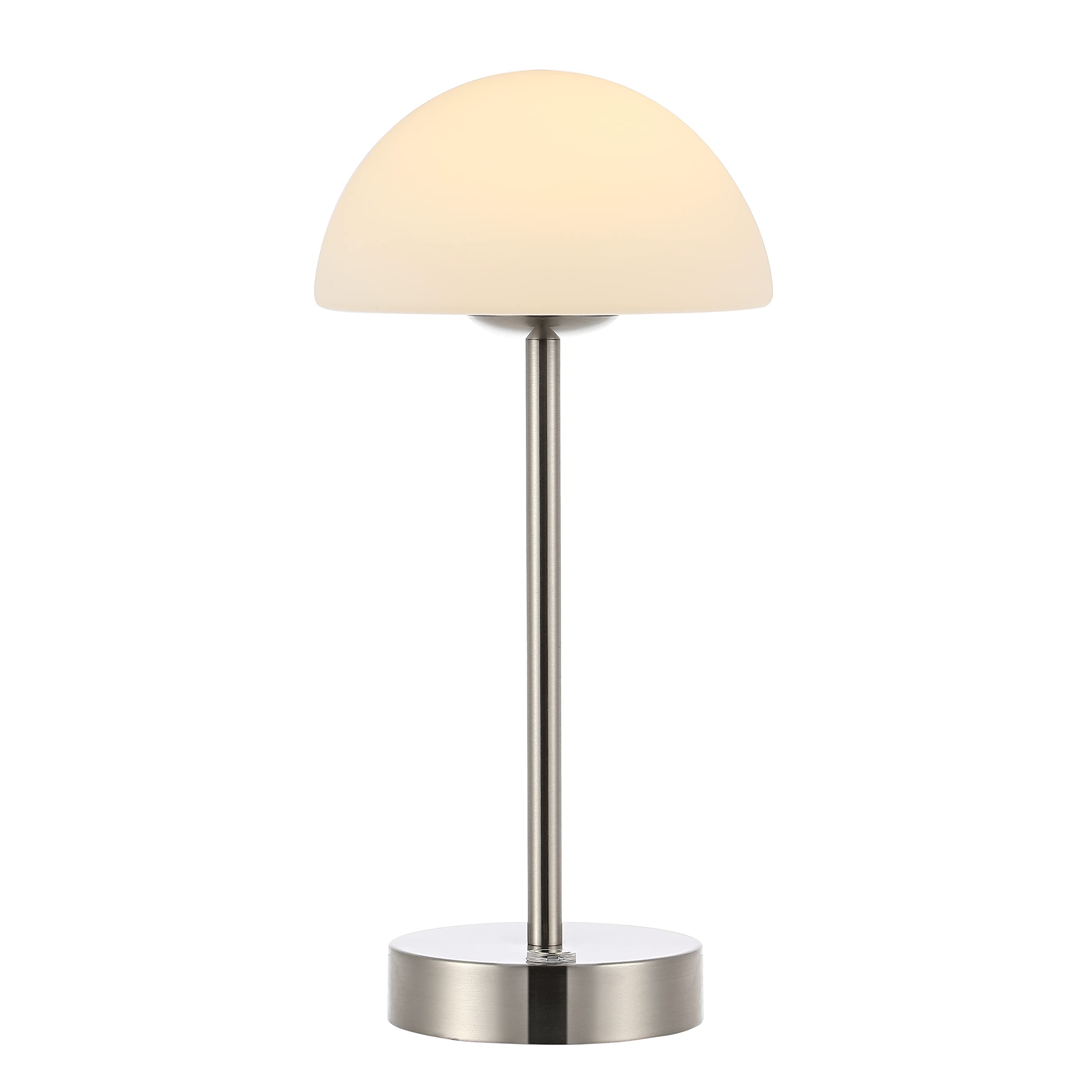 Jonathan Y Jyl7109A Xavier 12.5" Modern Minimalist Iron Rechargeable Integrated Led Table Lamp Contemporary Bedside Desk Nightstand Lamp For Bedroom Living Room Office, Nickel/White