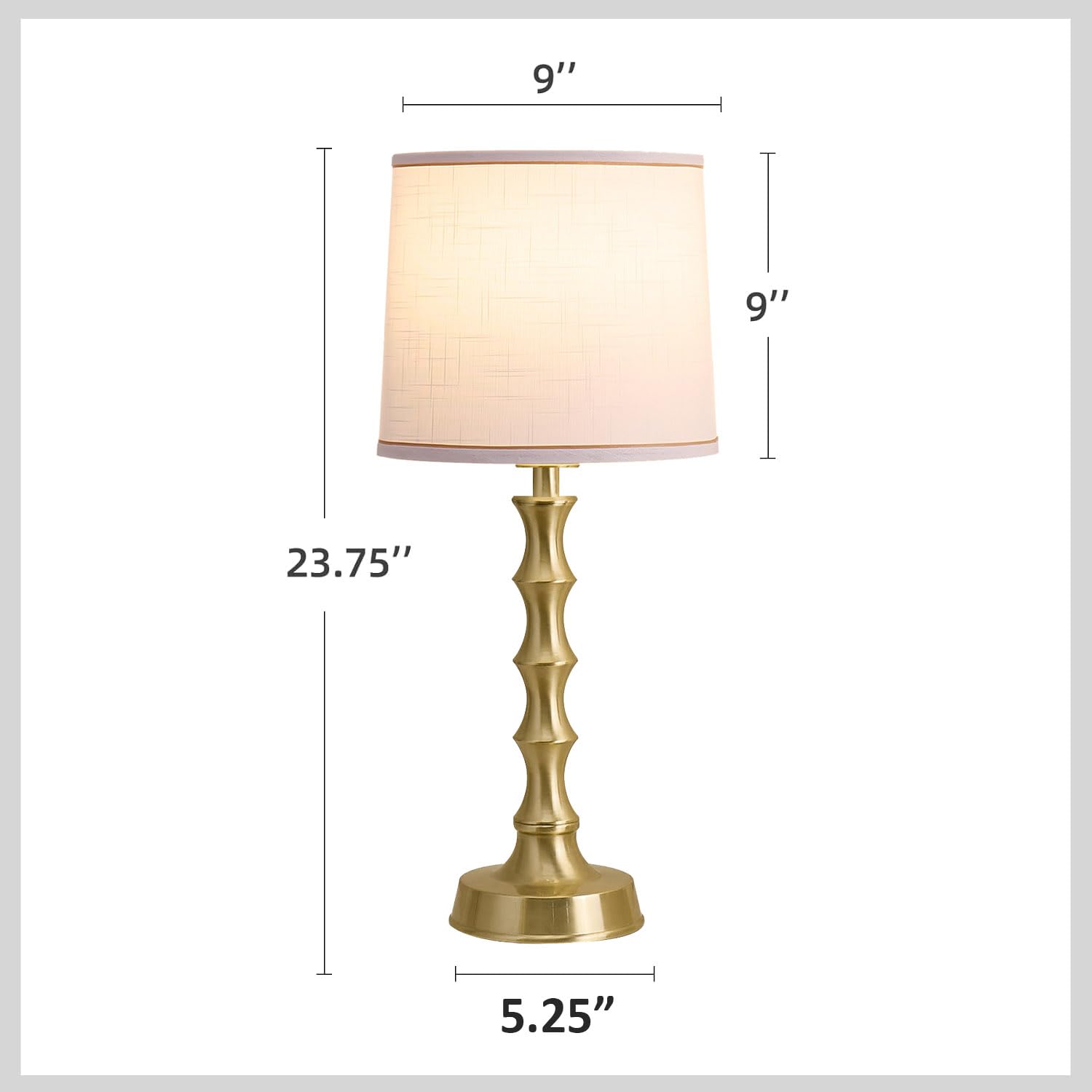 Hgnpjc Set Of 2 Gold Table Lamps, 24" Electroplated Gold Bamboo Base With White Linen Shade, Compact Nightstand Lamps For Bedroom, Living Room, Office Decor