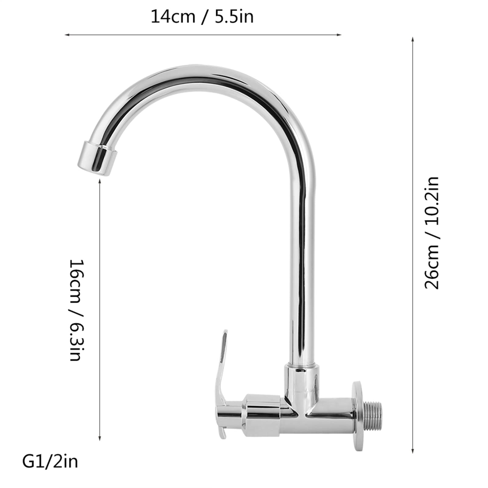 Hyuduo Kitchen Faucet Single Handle Cold Water Tap Wall Mounted G1/2In Thread Faucet Sink For Kitchen Touch On Kitchen Sink Faucets