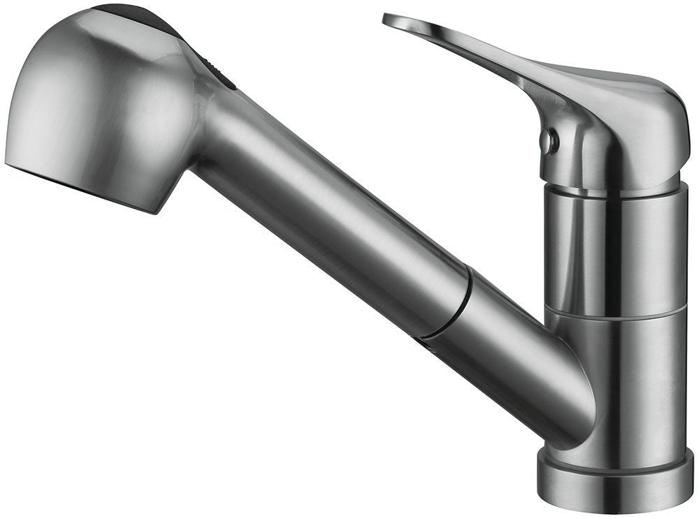 Derengge Stainless Steel Single Handle Pull Out Kitchen Faucet 1 Hole Kitchen Sink Faucet For Farmhouse, Camper, Laundry, Rv, Bar,Ew-083L-Bc