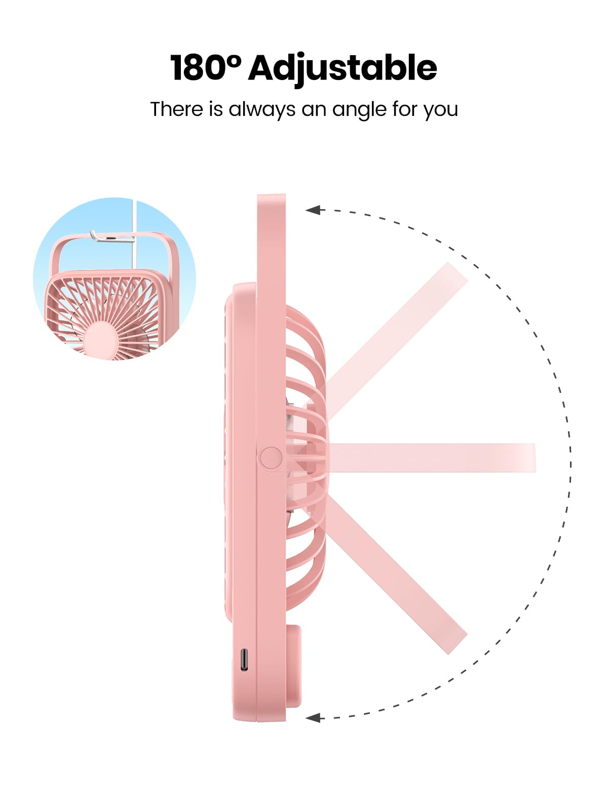 Topk 2 Pack 5000Mah Portable Desk Fan, Ultra-Thin Strong Wind Digital Display 4 Speeds Adjustable