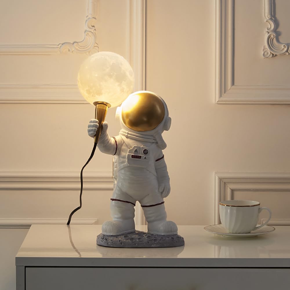 Skyblaze Astronaut Table Lamp, Resin Night Light, Space Themed Table Light, Cute Bedside Desk Lamp For Kids Bedroom, Nursery