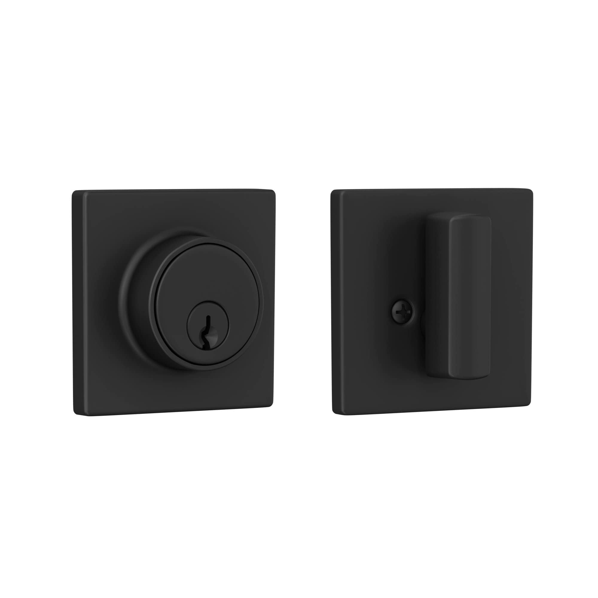 Lock Scout Deadbolt With Square Trim, Keyed 1 Side, Matte Black Finish