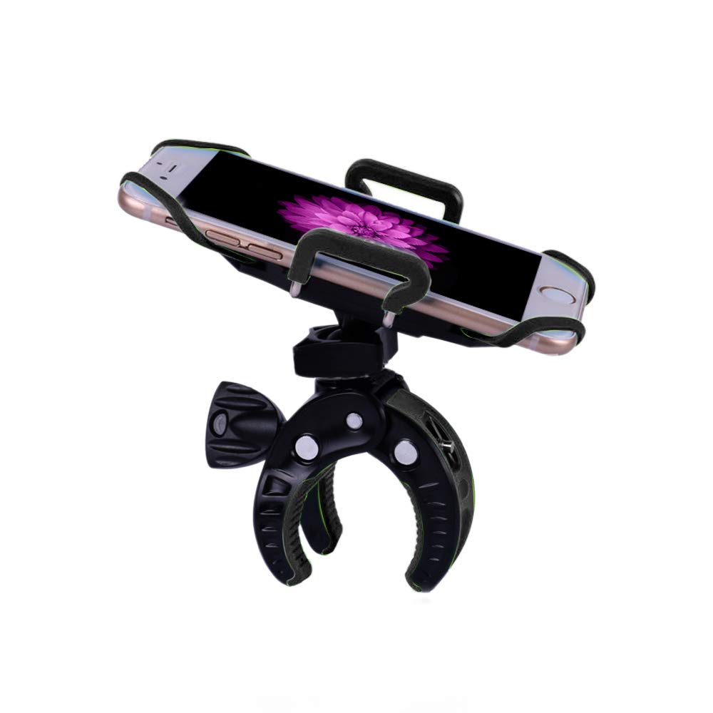 Ihens5 Bike Mount, Bike Phone Mount Motorcycle Baby Carriage Bicycle Mic Stand Cell Phone Holder Cradle With Rubber Strap 360 Degree Rotate For Iphone X 7 6S Plus 5S 5Se Sony Samsung (Black)