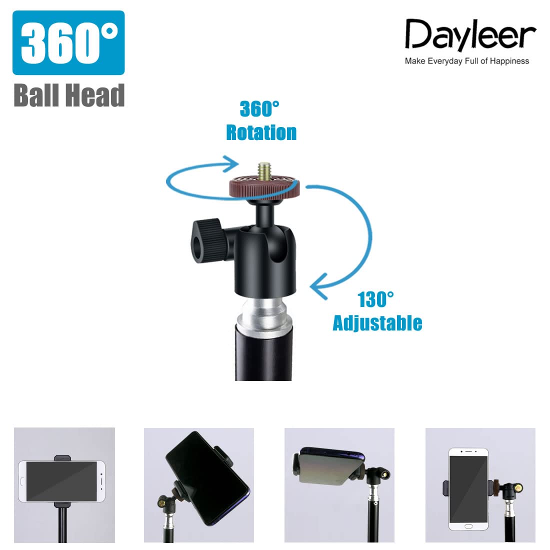 Dayleer Selfie Stick Tripod, 65" Extendable Tall Camera Cell Phone Tripod Stand With Remote For Iphone 15 14 13 12 11 Pro Max Samsung Galaxy S23 S22 S21