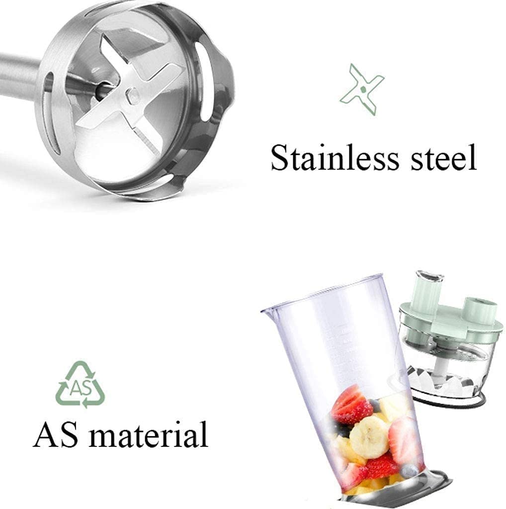 Kaabeto 600W Immersion Hand Blender, Multifunctional 5-In-1 Low Noise Stick Mixer, 7-Speed, Stainless Steel, Mixing Beaker, Chopper, Egg Whisk (Green)