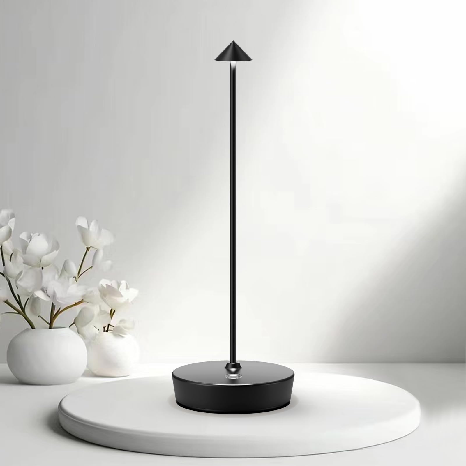 Epqdjzk Rechargeable Cordless Table Lamp，3 Color Stepless Dimming Portable 6000Mah Led Battery Operated Desk Lamp Touch Control Table Light For Patio Restaurant Dining Home (Black)