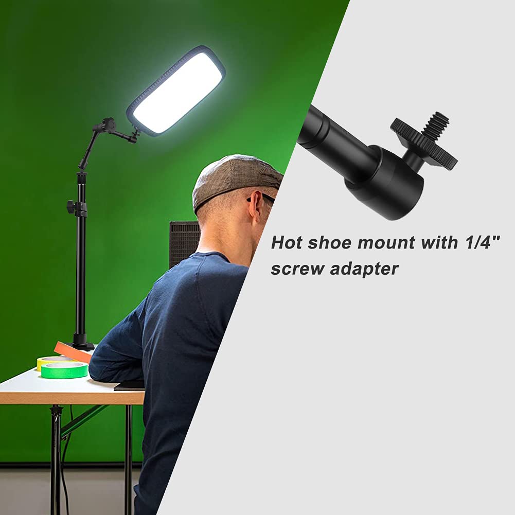 Obeamiu Camera Desk Mount Stand, 11 Inch Magic Arm With 1/4" Screw Thread, 15.5-25.5 Inch Tabletop Clamp Mount Stand For Dslr Camera Rig/Ring Light/Self Broadcasting/Live Streaming/Online Working