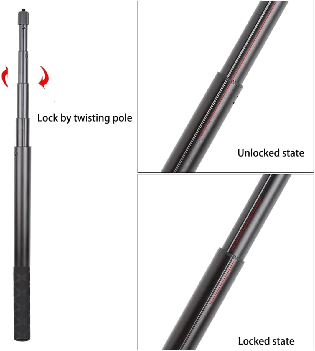 Pellking Monopod For Insta360 One X5/X4/X3/X2/X,61"/155Cm Selfie Stick+12In/31Cm Aluminium Alloy Tripod,As Ground Support Monopod For Insta360 One X4 Etc Cameras