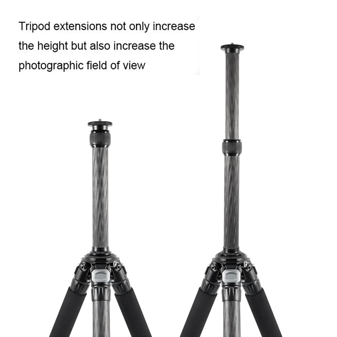Dekeenstar Tripod Extension Tube Extender 22Mm Carbon Fiber 2 Section Center Column Extension Rod Compatible With Zhiyun Feiyutech Hohem Handheld Gimbals Tripods Ballhead Max Load 10Kg