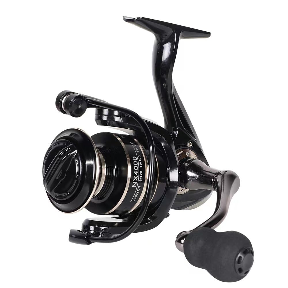 Tgpiao Spinning Reel, Fishing Reel,Nx2000-Nx7000 Series, Right/Left Handle, Eva Grip, Corrosion-Resistant, Aluminum Spool, Black