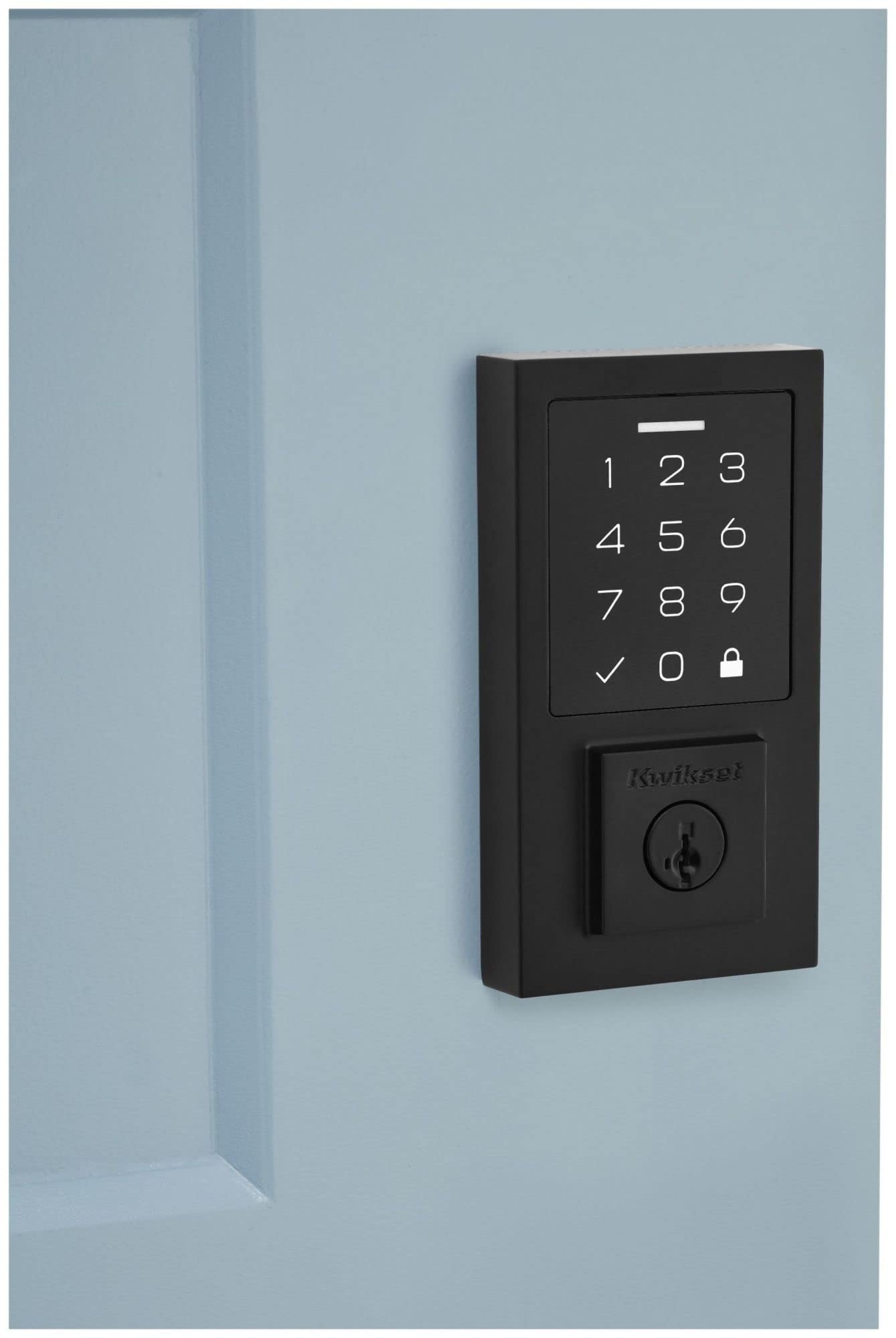 Kwikset 9270Cnt-514S Contemporary Smartcode Touchpad Electronic Deadbolt Smartkey Matte Black Finish