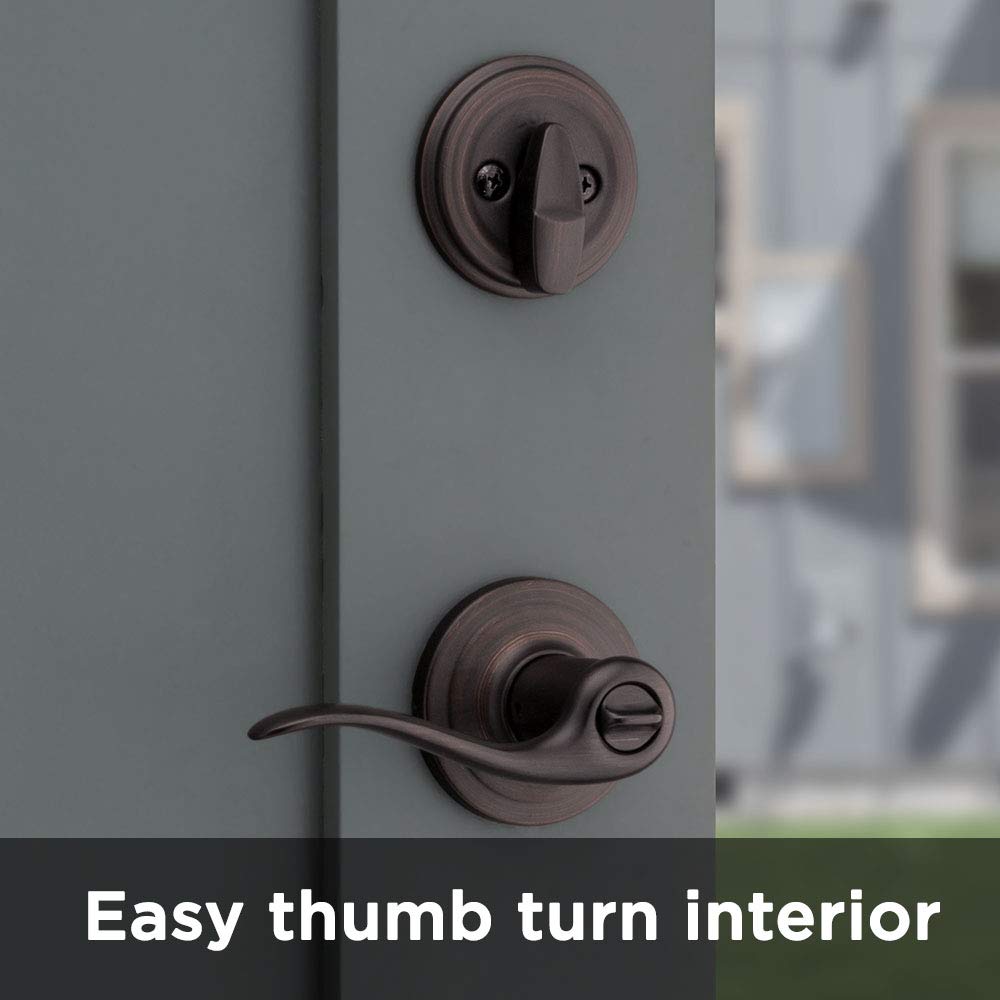 Kwikset 991 Tustin Entry Lever And Single Cylinder Deadbolt Combo Pack Featuring Smartkey In Venetian Bronze (99910-041)