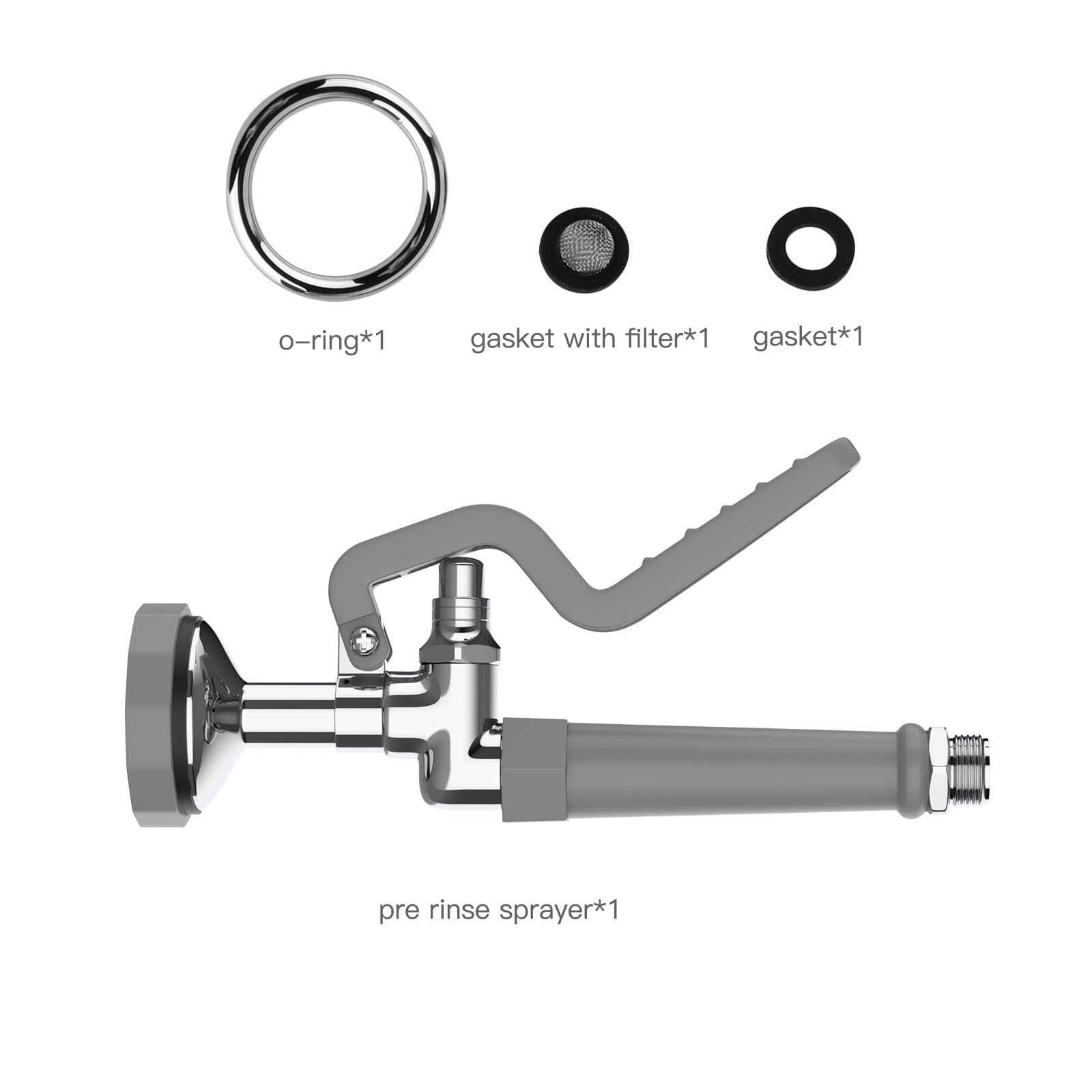 Gosifaca Commercial Sink Sprayer Pre Rinse Sprayer With Ergonomic Handle 1.42Gpm Dish Spray Nozzle Spray Valve,Polished Chrome Finished Commercial Faucet Parts For Kitchen Sink(Gray)